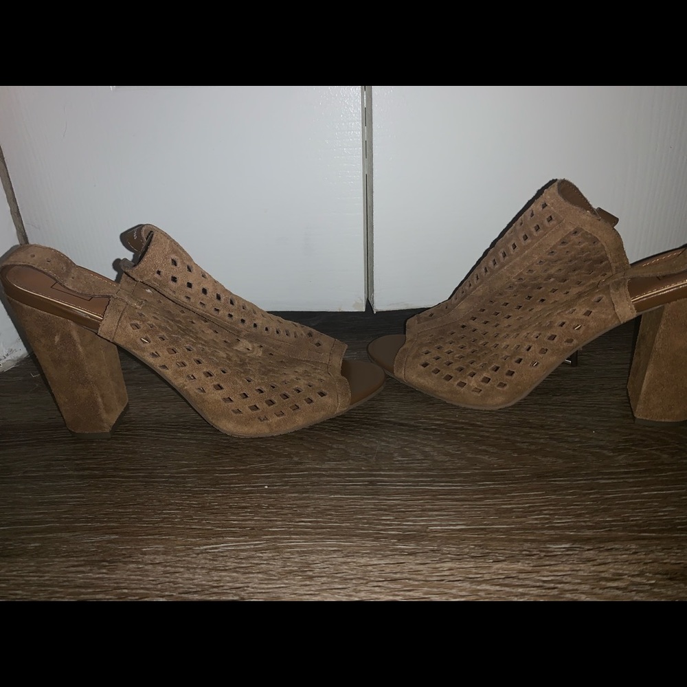 Leather Chunky Camel Heels, 14th & Union, NWOT